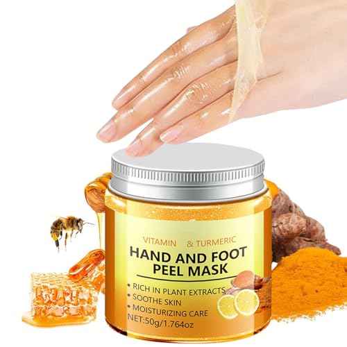 Vitamin C & Turmeric Hand and Foot Peel Mask, Moisturizing Hydrating Nourishing Exfoliating Hand Film Hands Care Paraffin