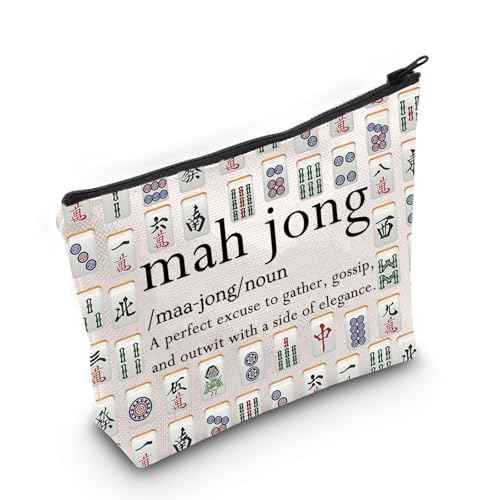 PLITI Mahjong Gifts Funny Mahjong Player Gifts Mahjong Lover Bag Mahjong Board Game Fan Gift Mahjong Definition Makeup Bag (Mahjong Noun Bag), cosmetic bag-1