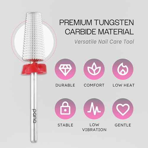 PANA Nail Carbide 5 in 1 Bit - Two Way Rotate use for Both Left and Right Handed - Fast Remove Acrylic or Hard Gel - 3/32" Shank - Manicure, Nail Art, Drill Machine (Fine - F, Silver)