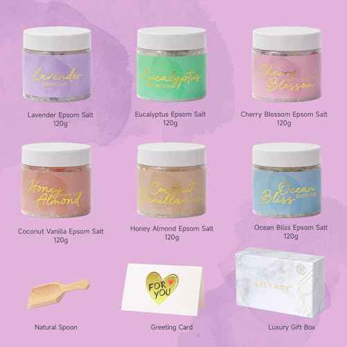 Mothers Day Gifts for Mom - Luxury 9-Piece Floral Epsom Salt Gift Set for Women, Bath & Body Gift Set in Elegant Box | Perfect Christmas, Birthday Gifts for Her & Him, All Occasion Holiday Present