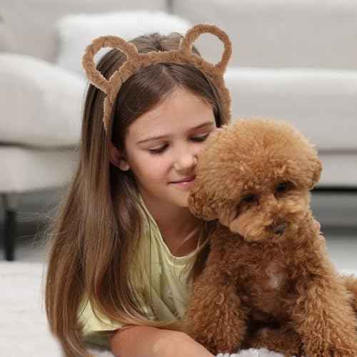 Bear Ears Headband for Women Cute Bear Hairband Chipmunk Ears Headbands Animal Cosplay Halloween Costume Headwear