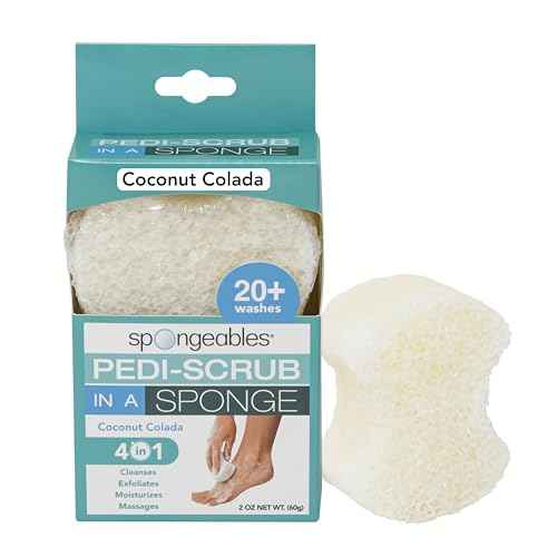 Spongables Pedi Scrub Foot Exfoliating 20+ Wash Sponge, Coconut Colada, 1 Count