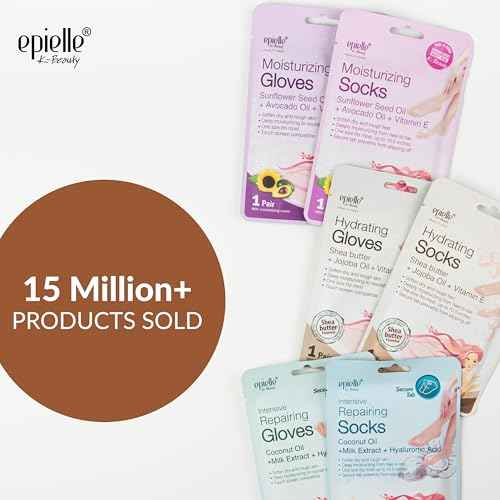 Epielle Hydrating Hand & Foot Masks for Dry, Overworked Skin, Self Care Gifts for Women, Spa Kit, Stocking Stuffers, Thanksgiving Essentials, 6 Moisturizing Gloves & 6 Moisturizing Socks