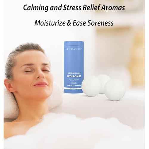 Magnesium Bath Bombs Post Workout Recovery Sore Muscles Tension Epsom Salt Luxury Bubble Bath Spa Essential Oil Infused Bath Bombs Vanilla Cinnamon Orange Perfect Stocking Stuffers Gift