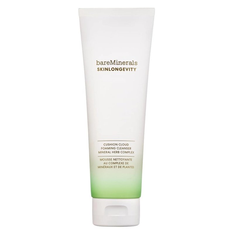 bareMinerals Skinlongevity Face Cleanser - Cream-to-Foam Makeup Remover | Gentle for All Skin Types, Strengthens Skin Barrier