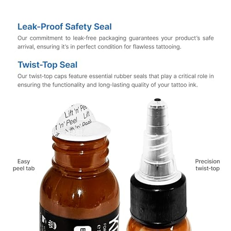 Tattoo Ink, Premium Quality, Precision Medium Viscosity, Rich Hue, Quick Healing, Acrylic-Free, Water-Based, Ready-to-Use Ink for Precision Tattooing (12 Color Pack, 0.5 oz)