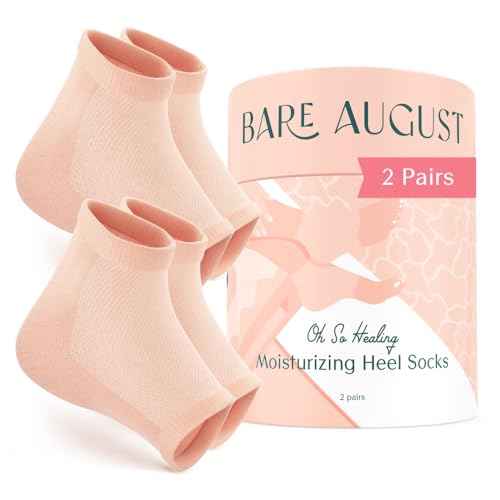 Bare August Moisturizing Heel-Repair Gel Socks ? Overnight Spa Sleep Socks for Dry, Cracked Heels & Soft Feet
