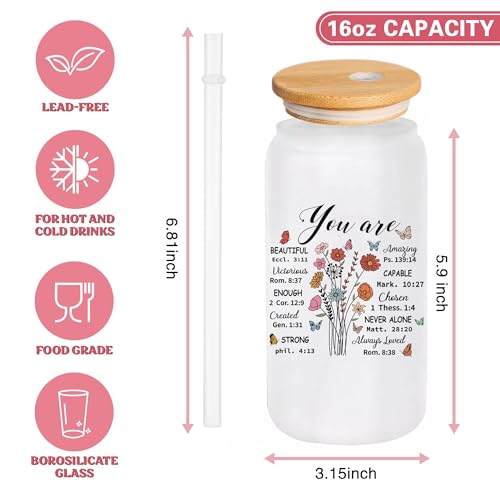 Christian Gift for Women Faith Religious Gifts Birthday Mothers Day Gifts for Women Mom Sister Best Friends Wife Coworkers-Inspirational Verse Glass/Makeup Bag