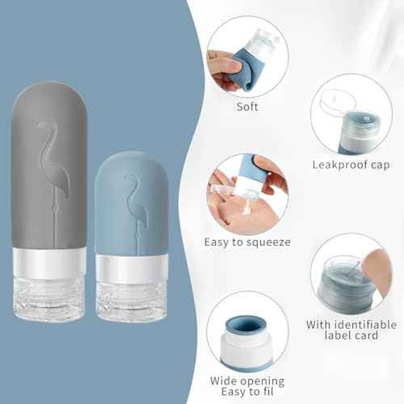 Empty 3 oz Travel Size Bottles Toiletries Containers for Toiletries Liquids£¬Small Silicone Mini Refillable Leak Proof TSA Approved Travel Bottles for Creams Shampoo and Conditioner Traveling