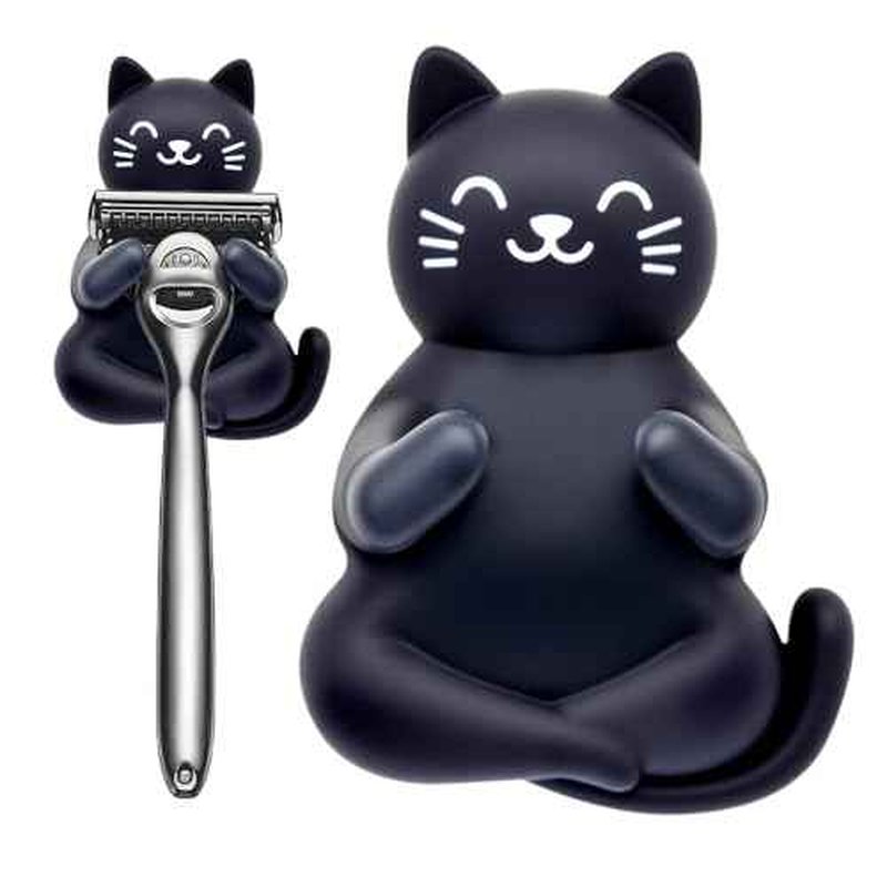 Cat Holder Shaver Organizer, Black Cat Bathroom Decor Razor Holder Wall Mount, Valentine's Day Birthday Gifts for Women Boyfriend Girlfriend, Emotiona Gifts for Wife Husband Dad Mom Cat Lover