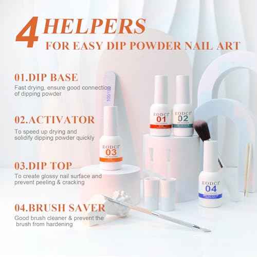 Dip Powder Nail Kit Starter, 30 Colors Dip Nails Skin Nude Brown Glitter, Dark Color Acrylic Dipping Powder Liquid Set with Base/Top Coat Activator Brush Saver for Manicure DIY Gift