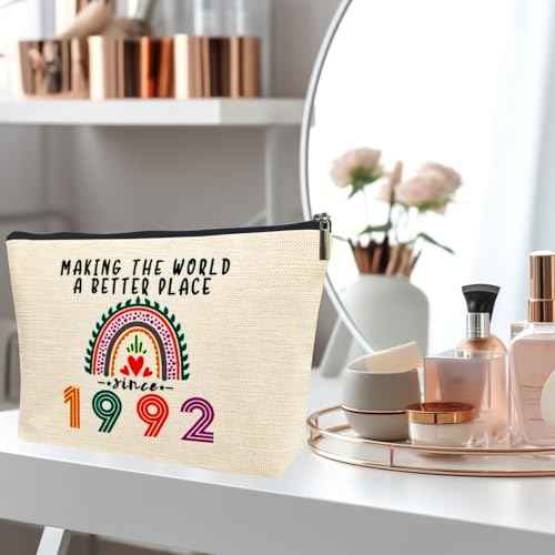 33rd Birthday Gifts for Her Makeup Bags, 1992 Happy 33rd Birthday Decorations for Women Her, 33 Year Old Gifts Ideas for Daughter, Sister, BFF, Female, Girls, Cosmetic Travel Pouch