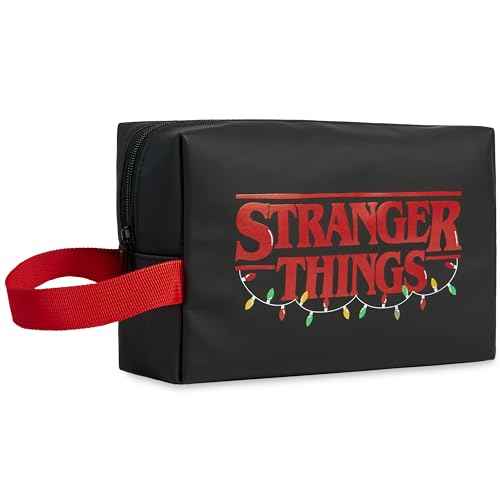 Stranger Things Wash Bag for Women Men Teenagers Makeup Bag Travel Toiletry Bag Gym Holiday Grooming - Gifts for Her (Black/Red)