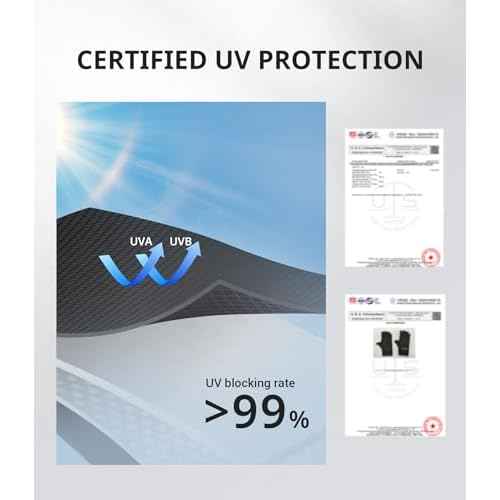 AIRSEE Premium UPF 50+ UV Protection Gloves for Gel Manicures - Fingerless Design for Professional Solon & Home Use, Anti UVA/UVB, Breathable Cool Tech Gloves for UV Lamp & Sun Protection (Black)