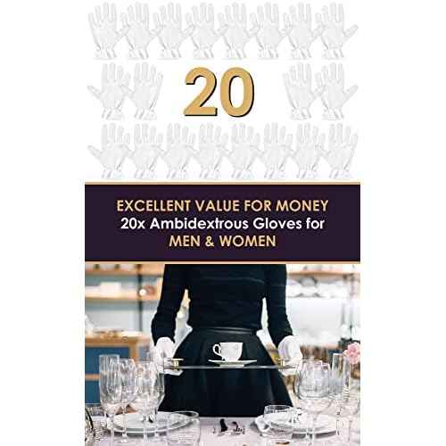 White Gloves Large (10 pair) - Cotton Gloves for Eczema, Cotton Gloves for Dry Hands, White Cotton Gloves for Women, Spa Glove, Lotion Glove, Sleeping Glove