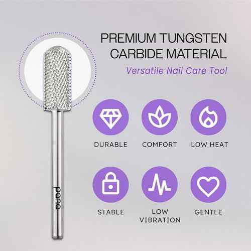 PANA 3/32" Small Smooth Round Top Safety Carbide Nail Drill Bit for Gel Polish & Acrylic Removal Nail Salon Manicure Pedicure Electric File Tools (Small Barrel - Silver, Medium)