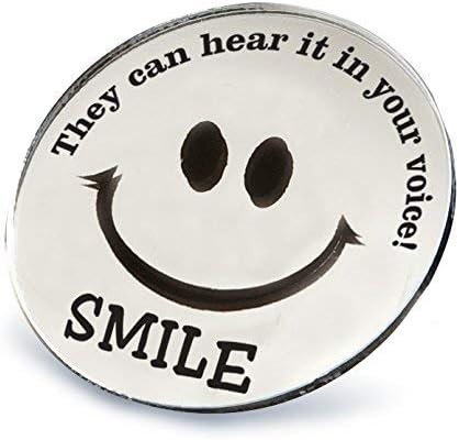 Mini Round Smile Mirrors - Positive Energy Reminder | 2.25 Inch Diameter Adhesive Backing (10-Pack)