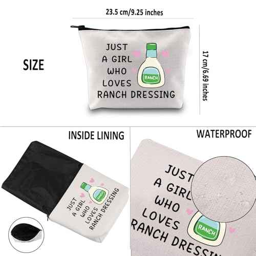 G2TUP Funny Ranch Dressing Gift Who Loves Ranch Dressing Makeup Bag Salad Saucey Lover Cosmetic Bag Funny Foodie Gift (Ranch Dressing MB)