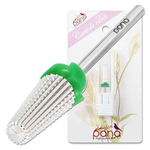 PANA Nail Carbide 5 in 1 Bit - Two Way Rotate use for Both Left and Right Handed - Fast remove Acrylic or Hard Gel - 3/32" Shank - Manicure, Nail Art, Drill Machine (Coarse - C, Silver)