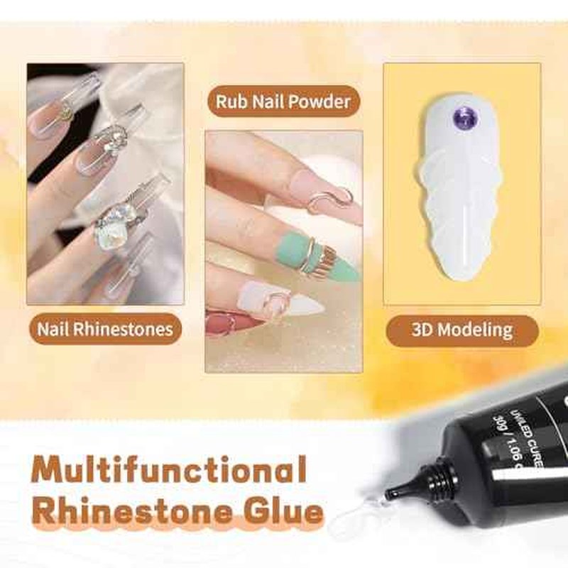 JODSONE 30g Super Strong Gel Rhinestone Glue for Nail Charm, 3D Bling Decoration Art - Cured Need Beauty Gift