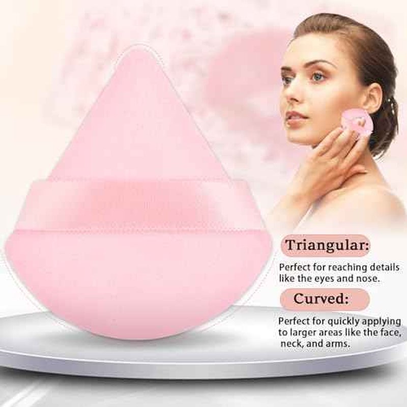 Pimoys 6 Pcs Powder Puff, Face Soft Triangle Makeup Puff Velet Makeup Sponge for Loose Powder (Pink)