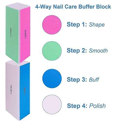 Nail File and Buffer Set, 4 Way Nail Buffers Shine Kit Professional Nail Files for Natural Nails Manicure Filer Filing Polishing Buff Nail Care Smoother Buffing Fingernail 100/120/240/600/3000 Grit