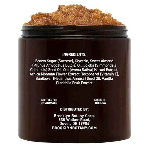 Brooklyn Botany Brown Sugar Body Scrub - Moisturizing and Exfoliating Body, Face, Hand, Foot Scrub - Fights Acne, Fine Lines & Wrinkles, Great Gifts For Women & Men - 10 oz