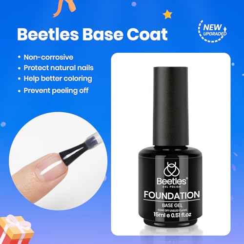 Beetles 3Pcs 15ml White Gel Nail Polish and No Wipe Gel Top Coat & Base Coat Halloween Set, Soak Off UV Lamp and Long Lasting Glossy Top Coat French Manicure Art Design Kit