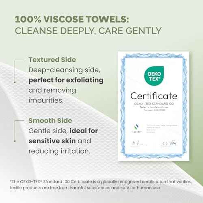 PLANTIFIQUE Disposable Face Towels XL 10"x12" - 100% Biodegradable Viscose Facial Towelettes for Women Skin Care - Face Cleaning Towel 50 Count