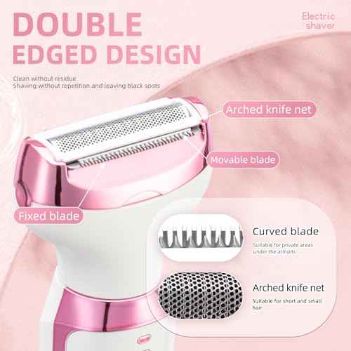 Electric Razor Shavers for Women Wet/Dry 5 in 1 Bikini Trimmer Face Razors for Face Nose Eyebrow Arms Armpit Legs Pubic Area Painless Facial Hair Removal