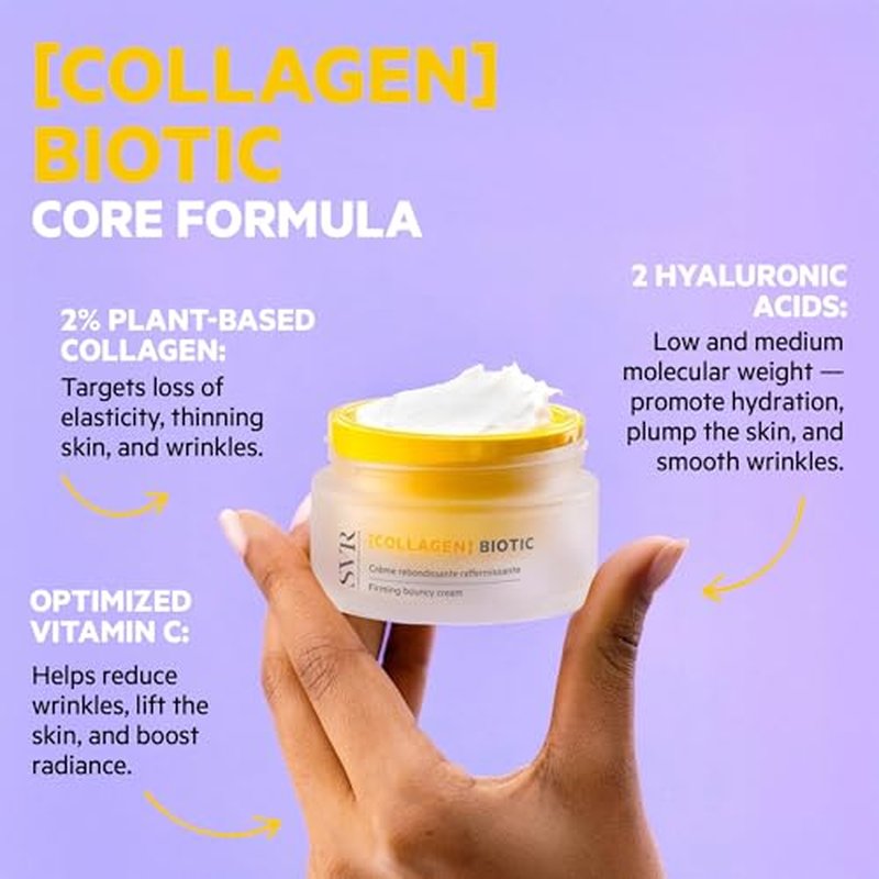 SVR COLLAGEN Biotic Firming Face & Neck Cream with Hyaluronic Acid, Collagen Peptides & Vitamin C. Day & Night Moisturizer That Targets Fine Lines and Wrinkles. For All Skin Types, 1.7 fl.oz.