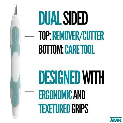 Trim Easy Hold Sure Grip Implements Cuticle Remover/Pusher, Dual Ended, Non Slip, Maximum Grip, V Tip, Cuticle Trimmer, Tool For Manicure & Pedicures, Ergonomic Design, Nail Care Essential, 1 Count