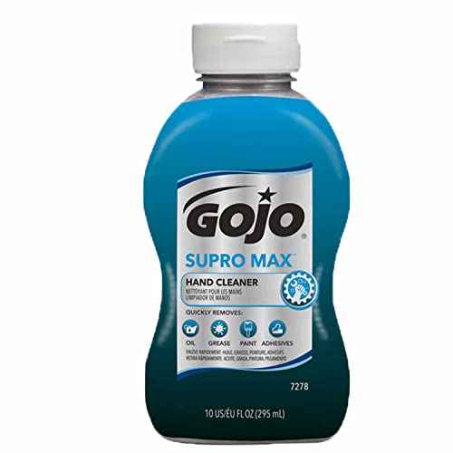 GOJO Supro Max Hand Cleaner Heavy Duty Cleaner Scrub, 2 Bottles 10 OZ each [Total of 20 Oz.] with 2 compatible Sparklen Wooden Nail Brushes