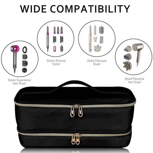 Portable Travel Carrying Case for Hair Dryer Shark Flexstyle Styler, Double Layer Storage Bag for Shark Flexstyle/Dyson Airwrap Styler and Attachments