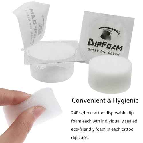 Dip Foam,Professional 24Pcs Tattoo Dip Foam Rinse Cup Disposable Dip Clean Foam Cup Caps Cartridge Dip Foam Cleaning Supplies for Tattoo Needle (Black)