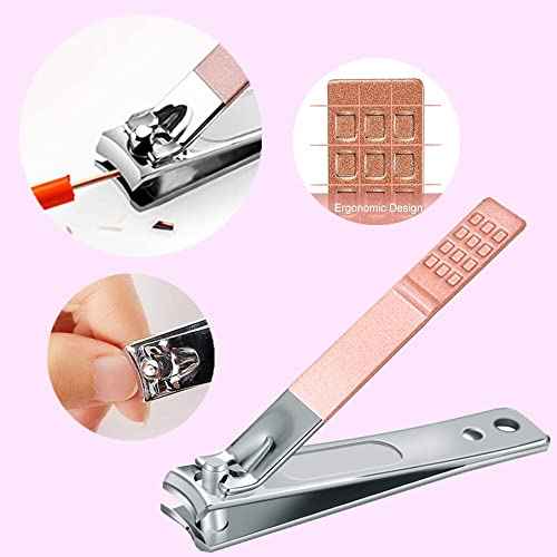 Manicure Set, Professional Women Nail Clippers Kit 4PCS£¬ Stainless Steel Nail Cutter Care Tools Professional Grooming Kits, PU Leather Travel Case £¨rose gold£©