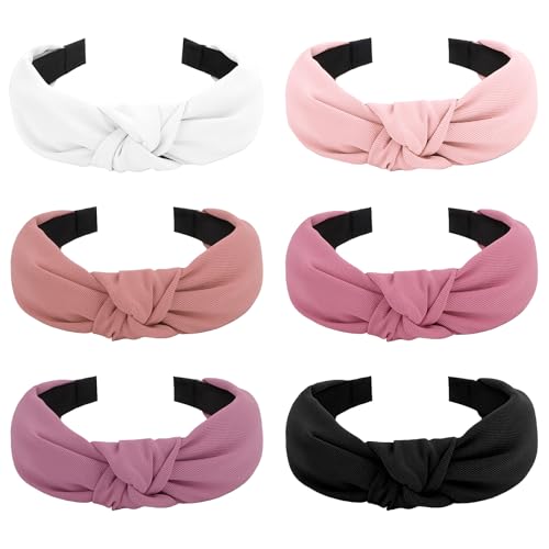 Knotted Headband for Women Non-slip Head Bands Top Knot Headbands Solid Colors Pink Headbands Fashion Hair Accessories for Women Girls