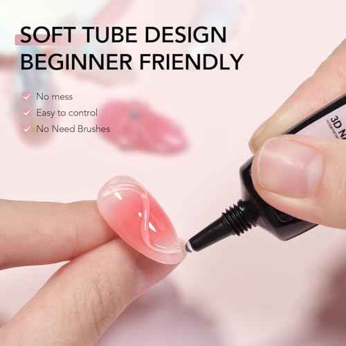 GAOY 3D Nail Gel, 15g Clear Sculpting Gel for Carving, Molding and Painting Nail Art Designs, Rhinestone Glue for Gems Decoration