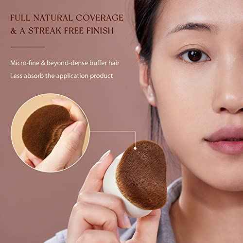 Jessup Makeup Brush, Foundation Brush Flat Top Kabuki Brush for Face Blush Liquid Powder Foundation Brush for Blending Buffing Stippling with Gift Box, Light Gray SF002