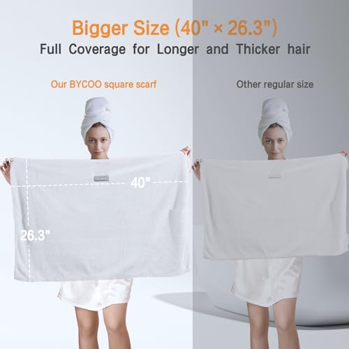 Large Microfiber Hair Towel Wrap for Women, Anti Frizz Drying Towel, Fast Dry Turban Wet Hair, Long, Thick, Curly Super Absorbent Soft Towels - White