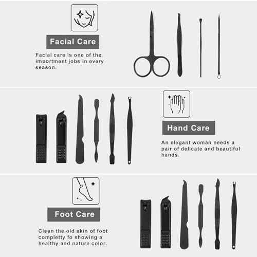 Nail Clippers Set, 10 PCS Professional Manicure Set and Pedicure Kit with Travel Case,Stocking Stuffers, Christmas Gift for Men and Women