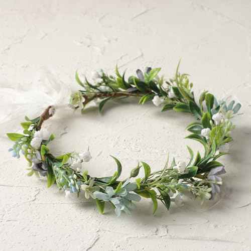 Blue Flower Crown Headband, Handmade Fairy Daisy Floral Headpiece, Artificial Boho Bridal Flower Crown for Women Girls Maternity Renaissance Weeding Festivals Birthday Party Headdress