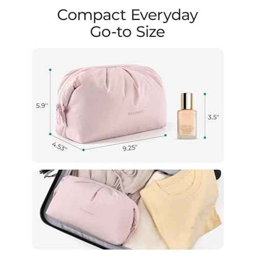 BAGSMART Makeup Bag Travel Makeup Bag, Cute Make Up Bag, Large Capacity Cosmetic Bags for Women, Wide-open Makeup Pouch Travel Essentials Toiletries Accessories Brushes (Camel)