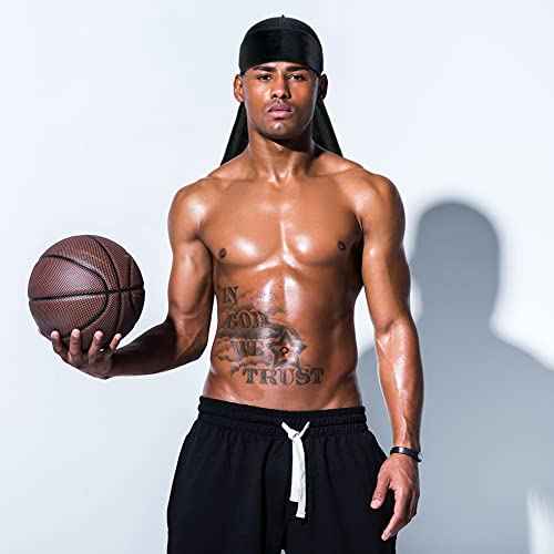 4 Pieces Men Velvet Durag with Long Tail Silky Durag Headwraps for 360 Waves