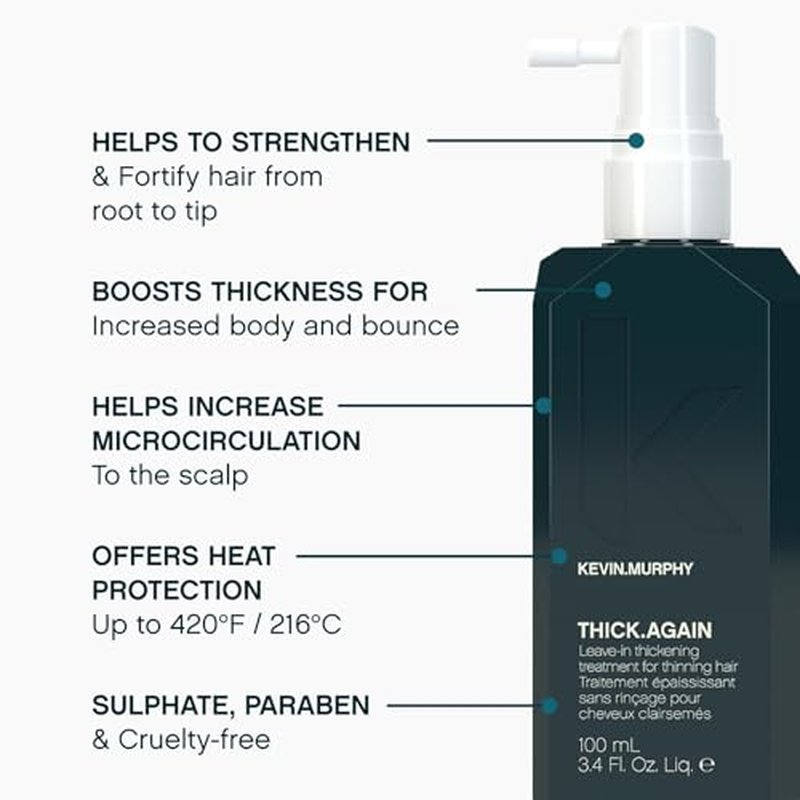 KEVIN.MURPHY THICK.AGAIN - Hair Treatment for Men - For Fine or Thinning Hair - Hair Thickening - Heat Protection - Thickness for Body & Bounce - 100 mL / 3.4 fl oz