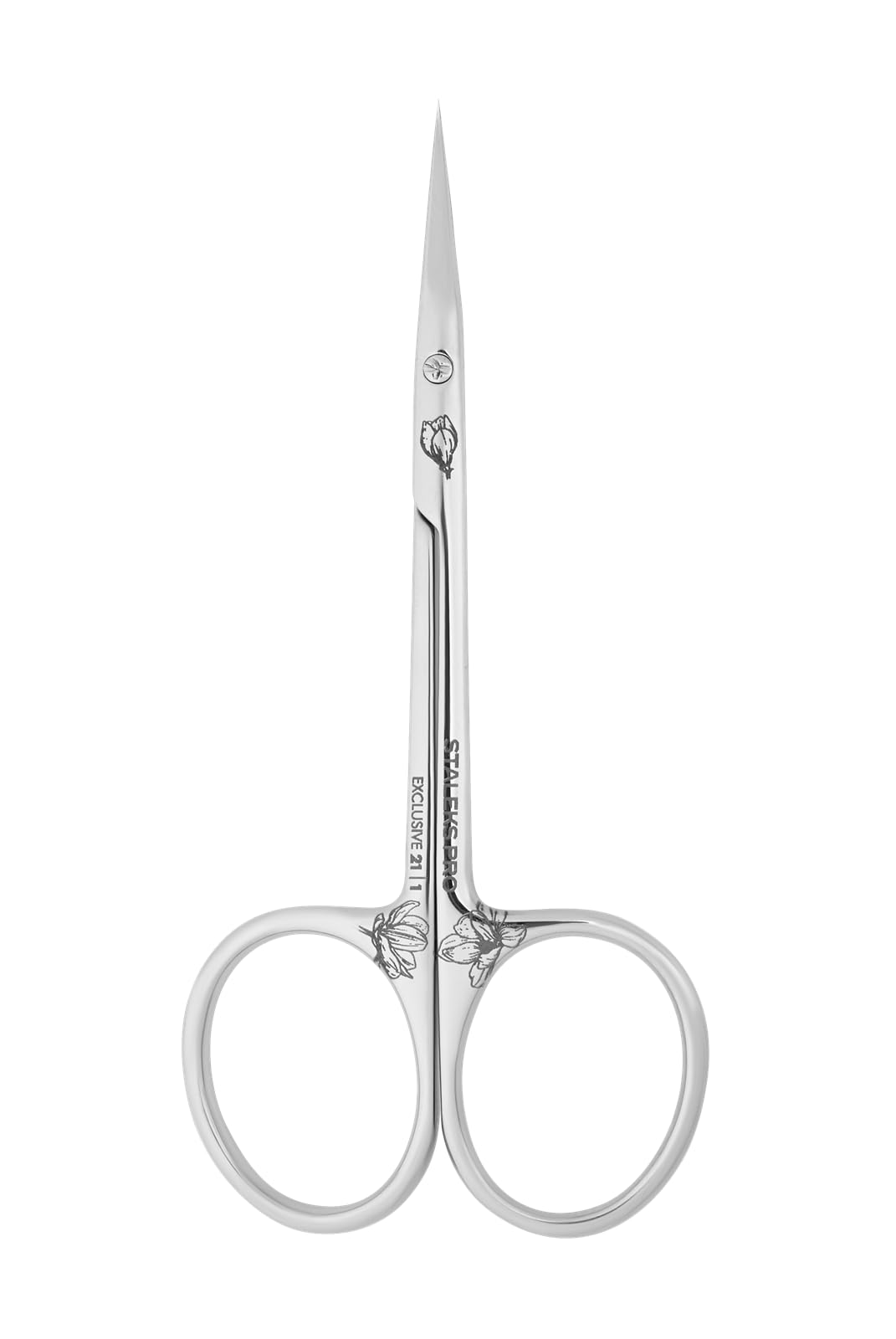 Staleks Exclusive 21 Type 1 Hook-shaped blade Cuticle Scissors (Magnolia) – Enhanced Visibility, Medium Handles