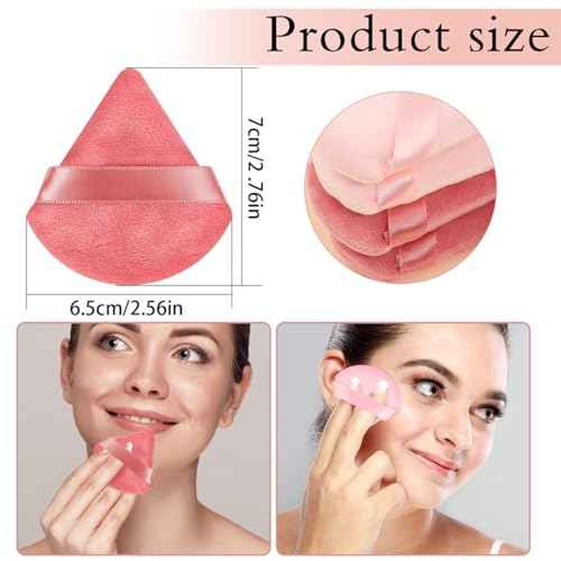 Pimoys 6 Pcs Powder Puff, Face Soft Triangle Makeup Puff Velet Makeup Sponge for Loose Powder (Pink)