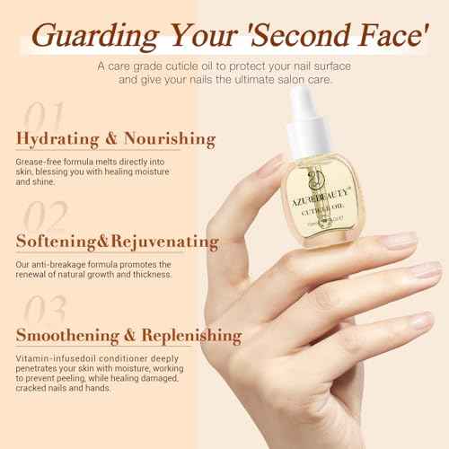 AZUREBEAUTY Cuticle Oil 10ml Natural Nail Nourishing Oil & Cuticles Care Strengthener Oil with Vitamin E and Keratin - for Repair Moisturize and Strengthener for Damaged Nails