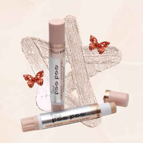 100% Natural Moisturizing Lip Gloss, La Chick Poo Poo Lip Shimmer with Mineral Coloring, Combo (Mauve, Nude, Pink), 3-Tubes