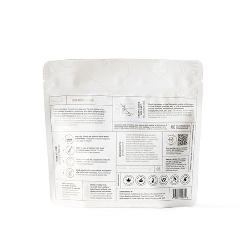 Bathorium Golden Hour Mud Mineral Soak, Detox Bath Soak with French Grey Sea Salt, Ginger & Mandarin, Sinus Relief & Recovery, pH-Balanced for Women, Approximately 3 Baths, 32 oz